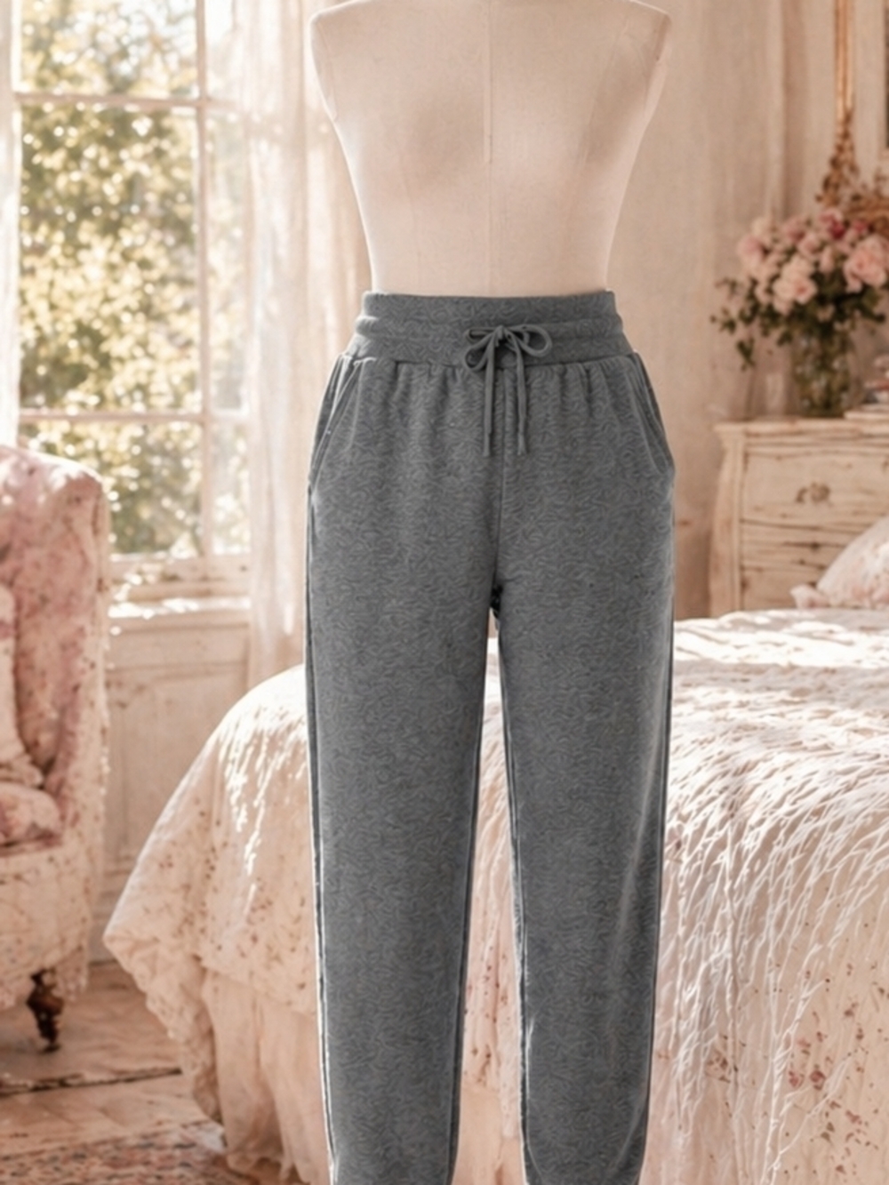 Viodia Women’s Gray Fleece Lined Sweatpants Large NWT Joggers Cozy